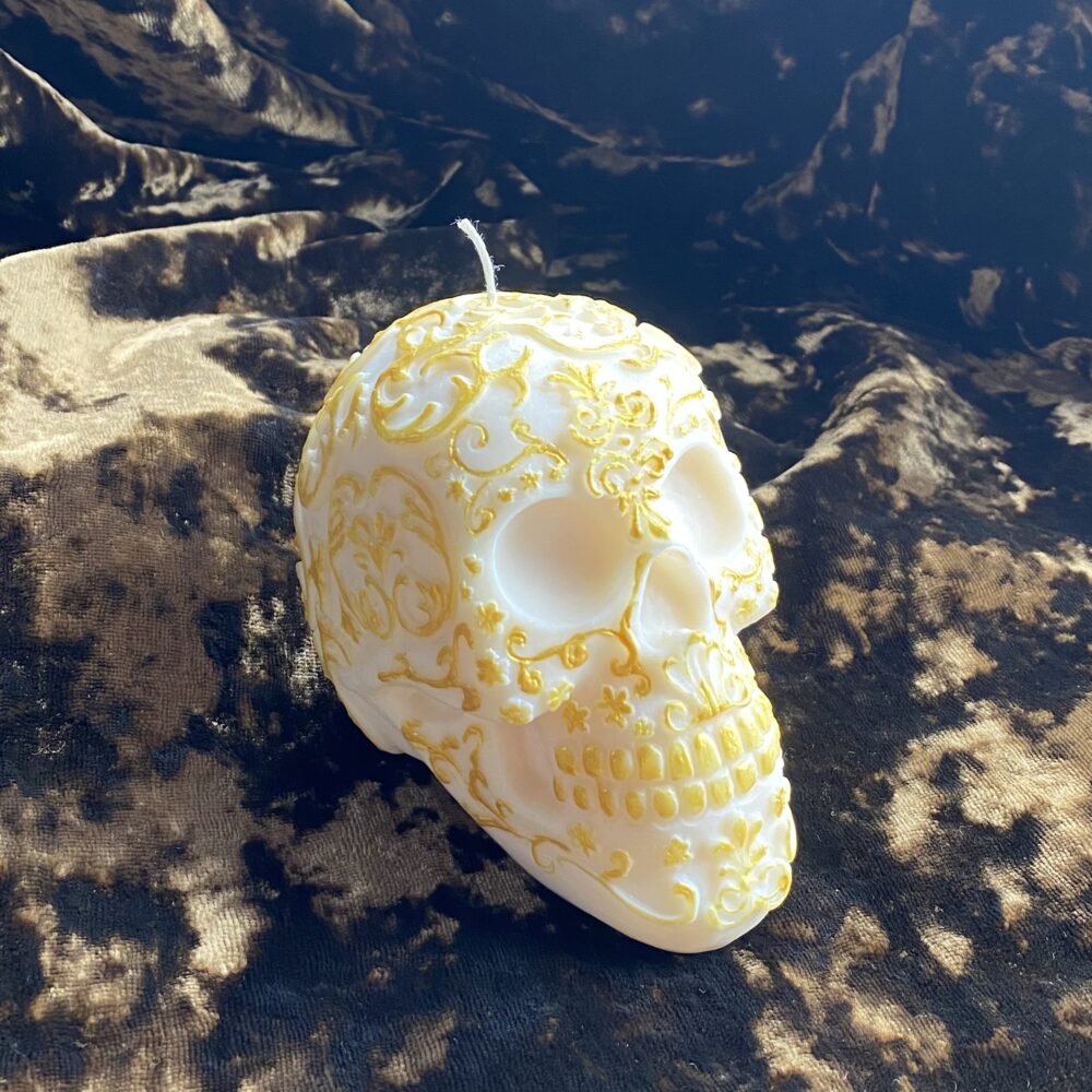 ornate skull ivory/gold detailing