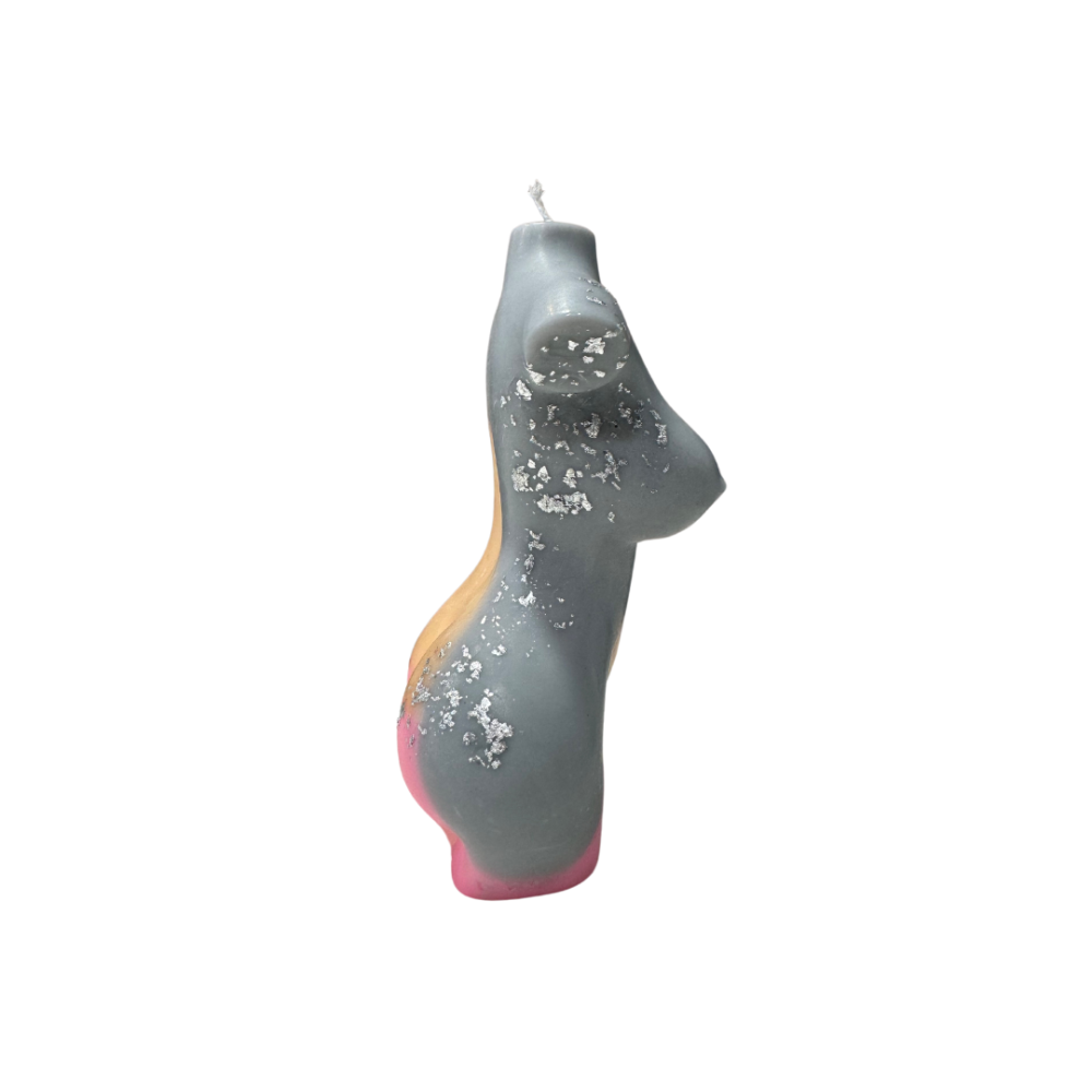 she statuesque grey/orange/pink with silver embellishment 14cm