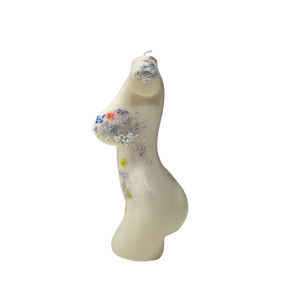she statuesque ivory with silver & floral embellishment 14cm